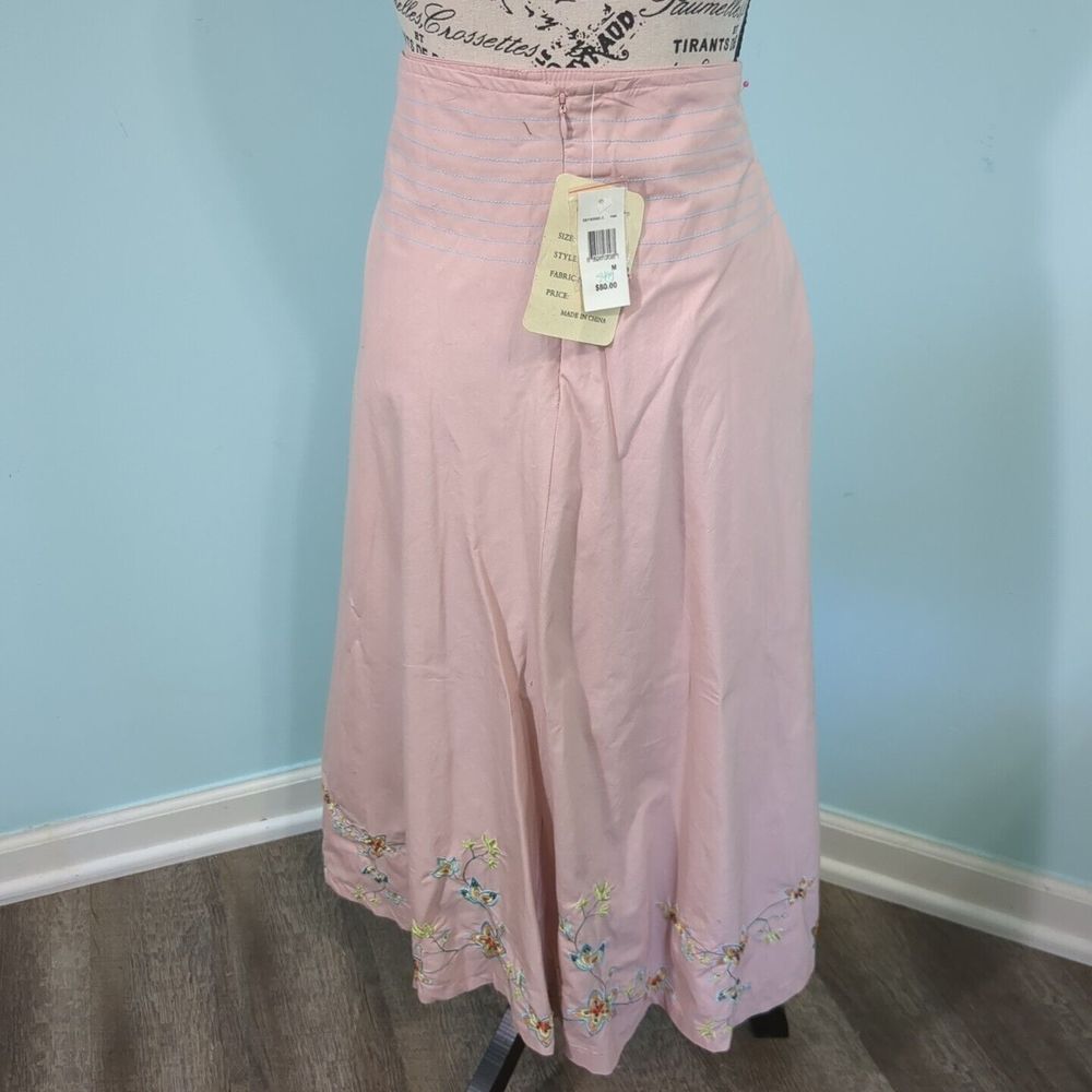 Lapis NWT Long Skirt pink floral embroidery medium - Picture 2 of 6